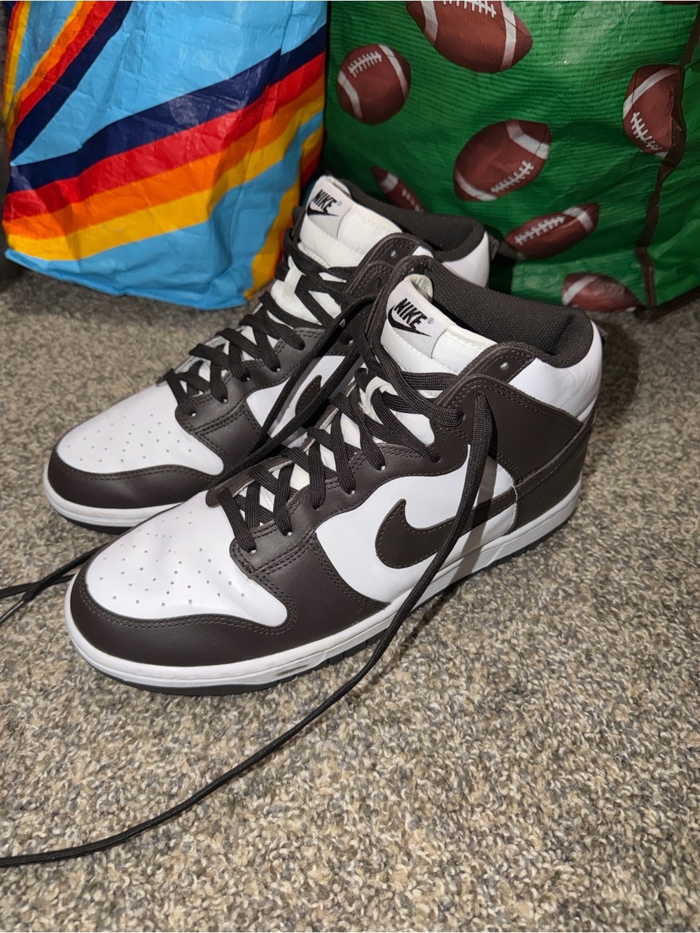 Nike Dunk High Sneakers - White & Dark Brown